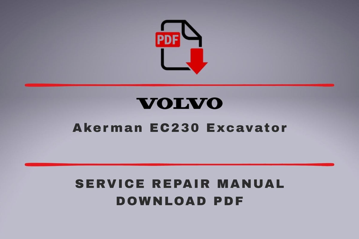 Volvo Akerman EC230 Excavator Service Repair Workshop Manual and Parts Catalog
