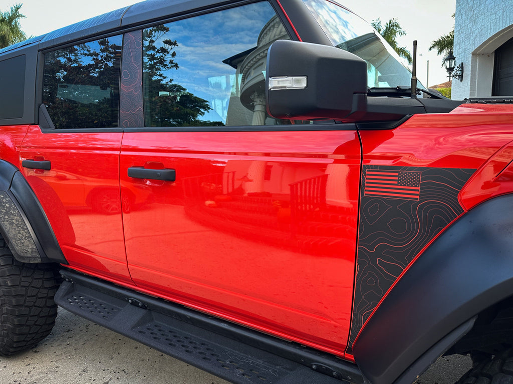 2021+ Bronco Topographic Design B Pillar Protection Overlays 2022 2023