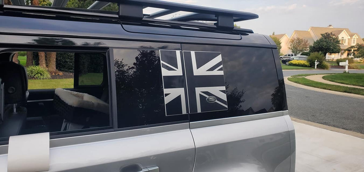 Rear Window Union Jack Overlay Decal for Defender 110 / 130 2020 2021 2022 2023 2024 2025 2026