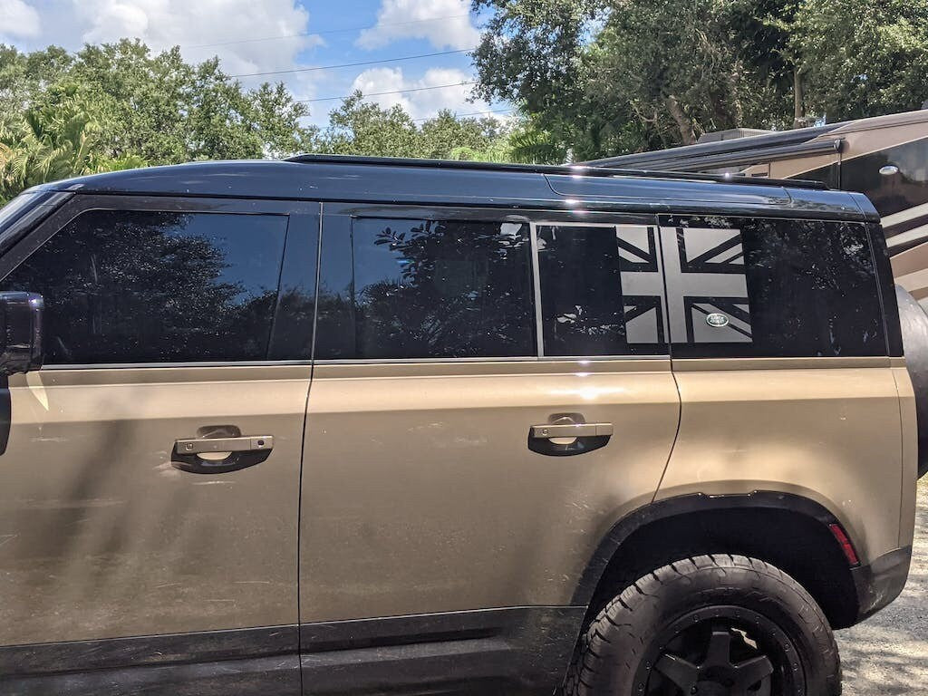 Rear Window Union Jack Decal Overlay fits Defender 110 / 130 2020 2021 2022 2023 2024 2025 2026
