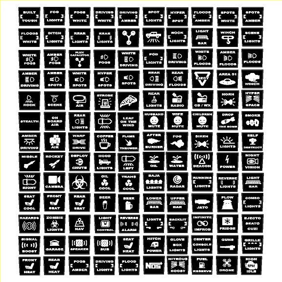 2017-2020 F-150 Raptor / 2017-2023 Super Duty Auxiliary Switch Label Overlays