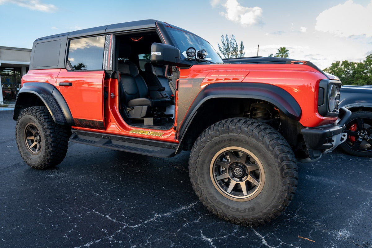 2021+ Bronco Topographic Design Rear Window Triangle Overlays 4 Door 2022 2023 2024 2025