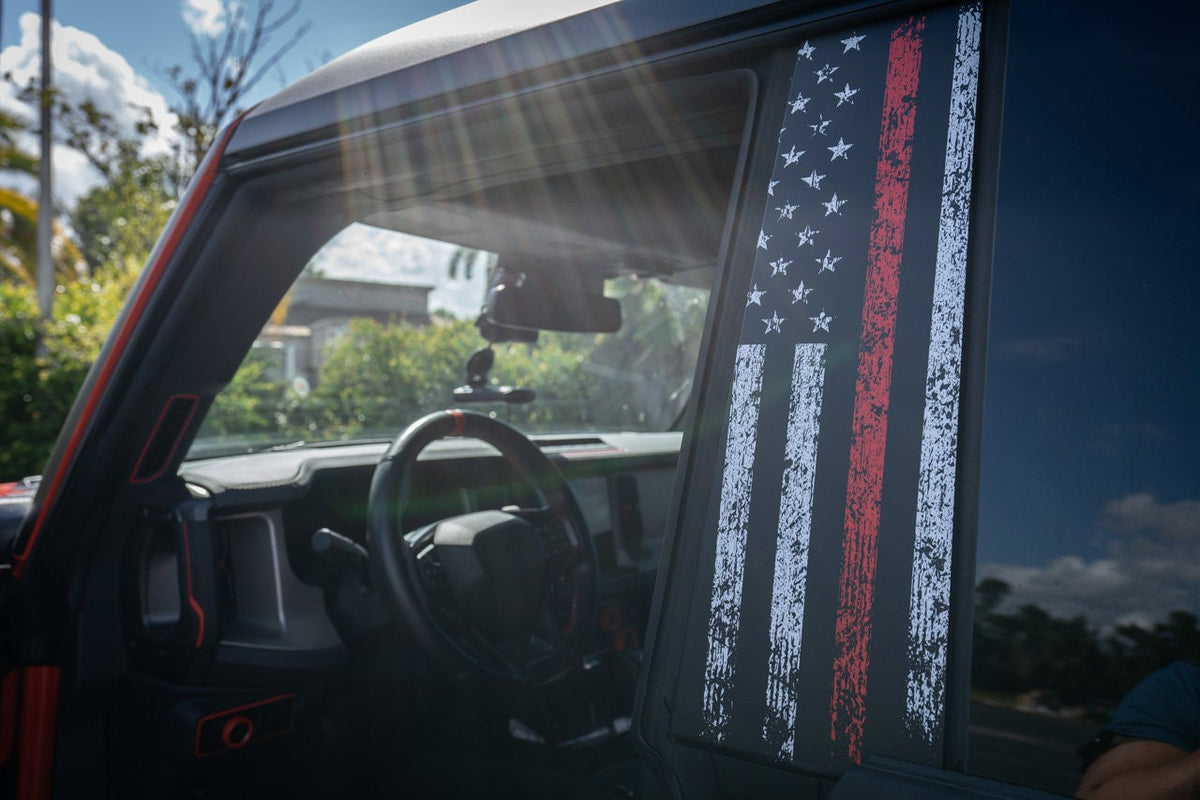 2021+ Bronco American Flag Design B Pillar Protection Overlays 4 Door 2022 2023