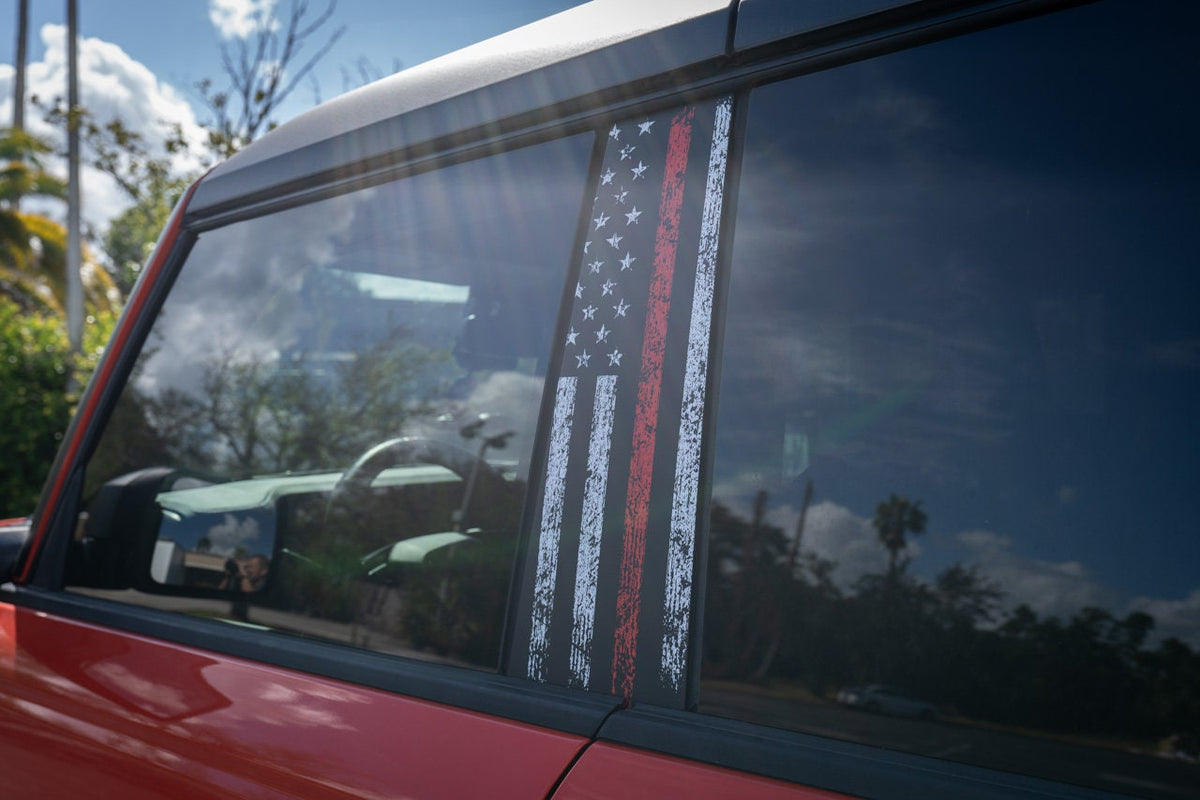 2021+ Bronco American Flag Design B Pillar Protection Overlays 4 Door 2022 2023