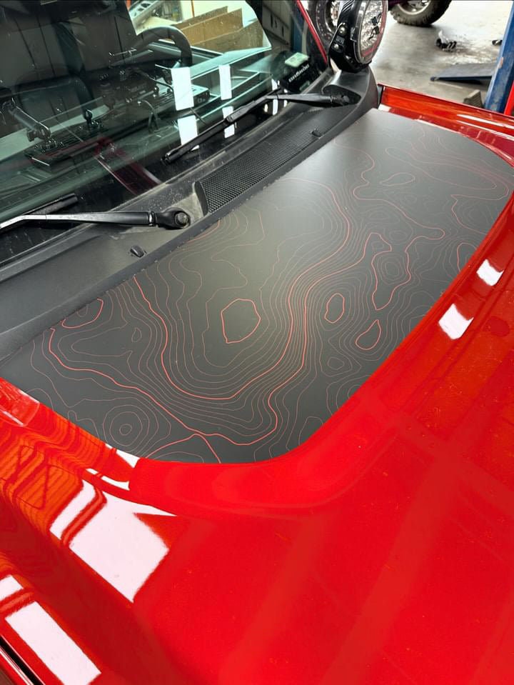 2021+ Bronco Topographic Map Hood Overlay - Clear Stealth
