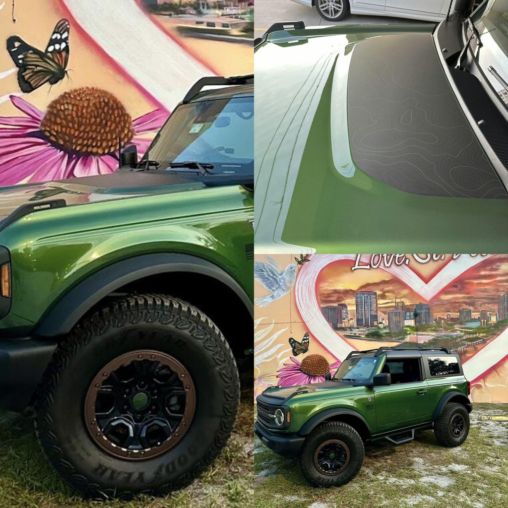 2021+ Bronco Topographic Map Hood Overlay - Clear Stealth