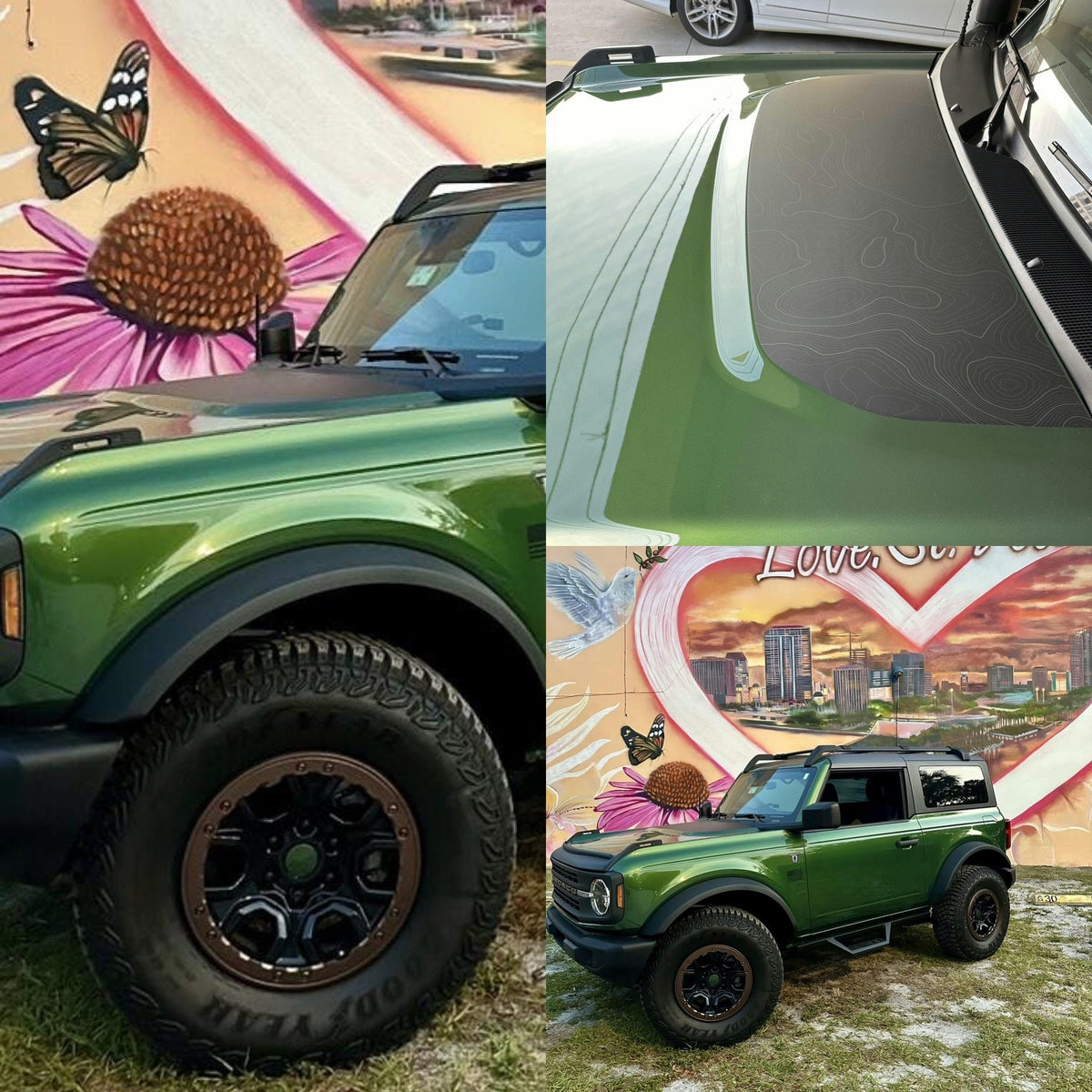 2021+ Bronco Topographic Map Hood Overlay - Clear Stealth