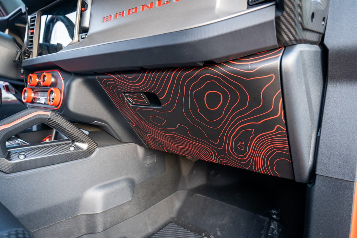 2021+ Bronco Topographic Map Glovebox - Decals Stickers
