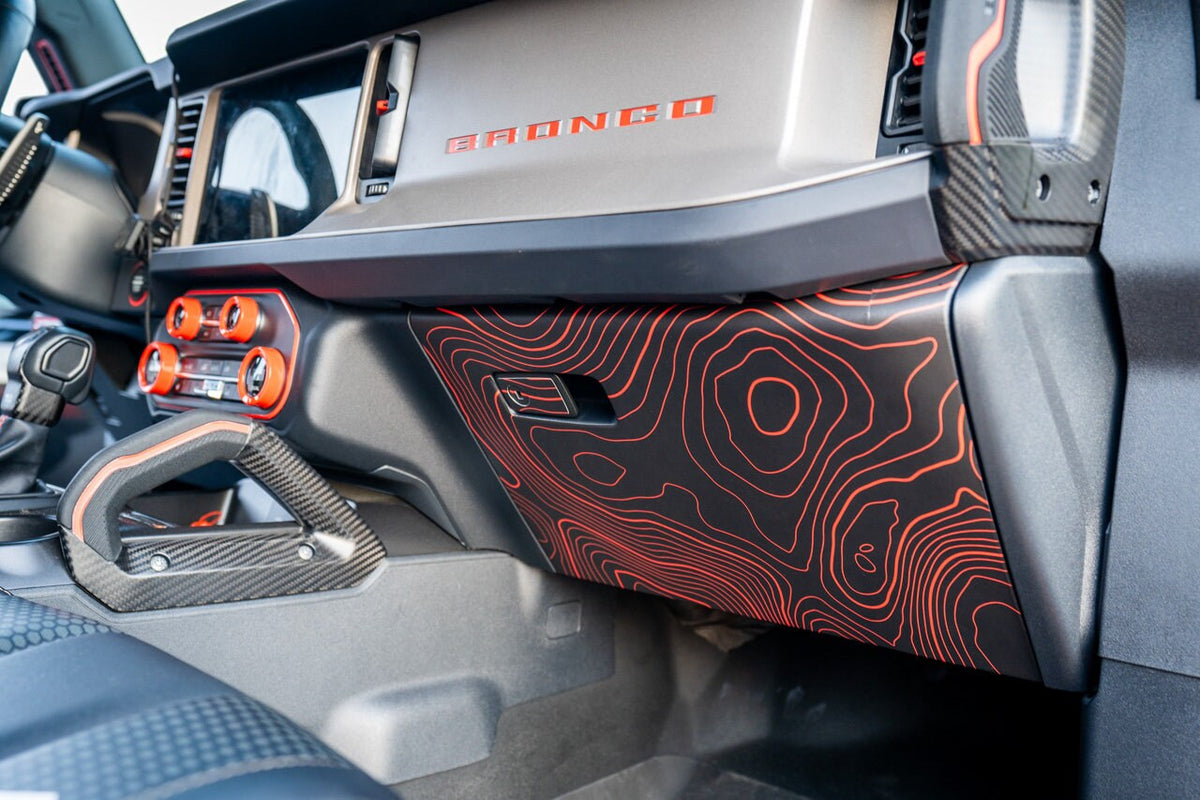 2021+ Bronco Topographic Map Glovebox - Decals Stickers
