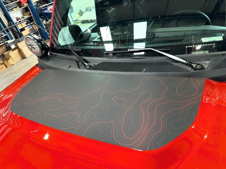 2021+ Bronco Topographic Map Hood Overlay - Clear Stealth