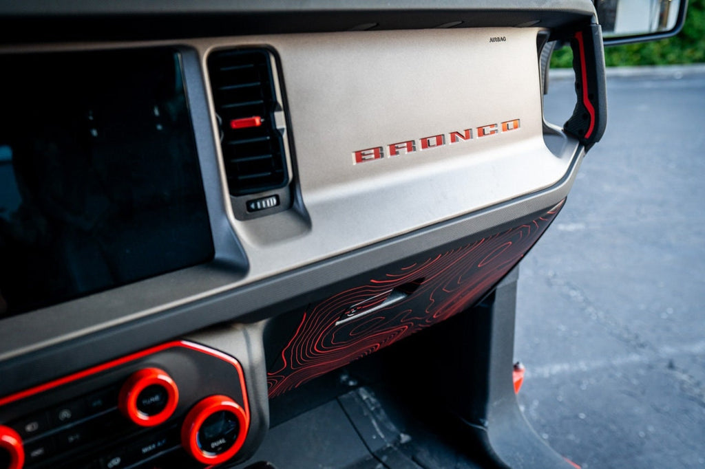 2021+ Bronco Topographic Map Glovebox - Decals Stickers