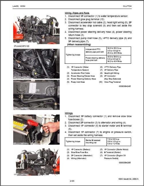 Kubota L4400 Tractor WSM Service Repair Workshop Manual