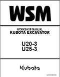 Kubota U20-3 / U25-3 Mini Excavator WSM Service Repair Workshop Manual