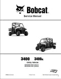 Bobcat 3400 / 3400XL Utility Vehicle (UTV) Service Workshop Repair Manual