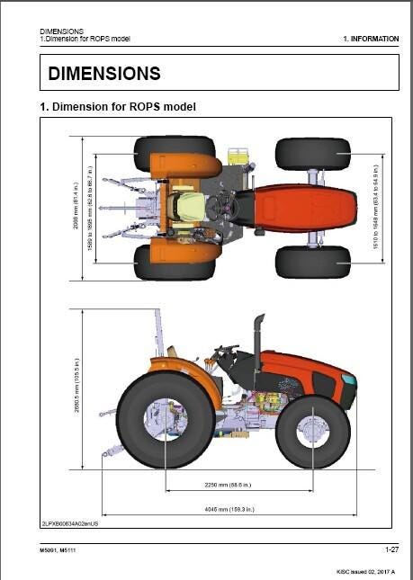 Kubota M5091 / M5111 Tractor WSM Service Repair Workshop Manual