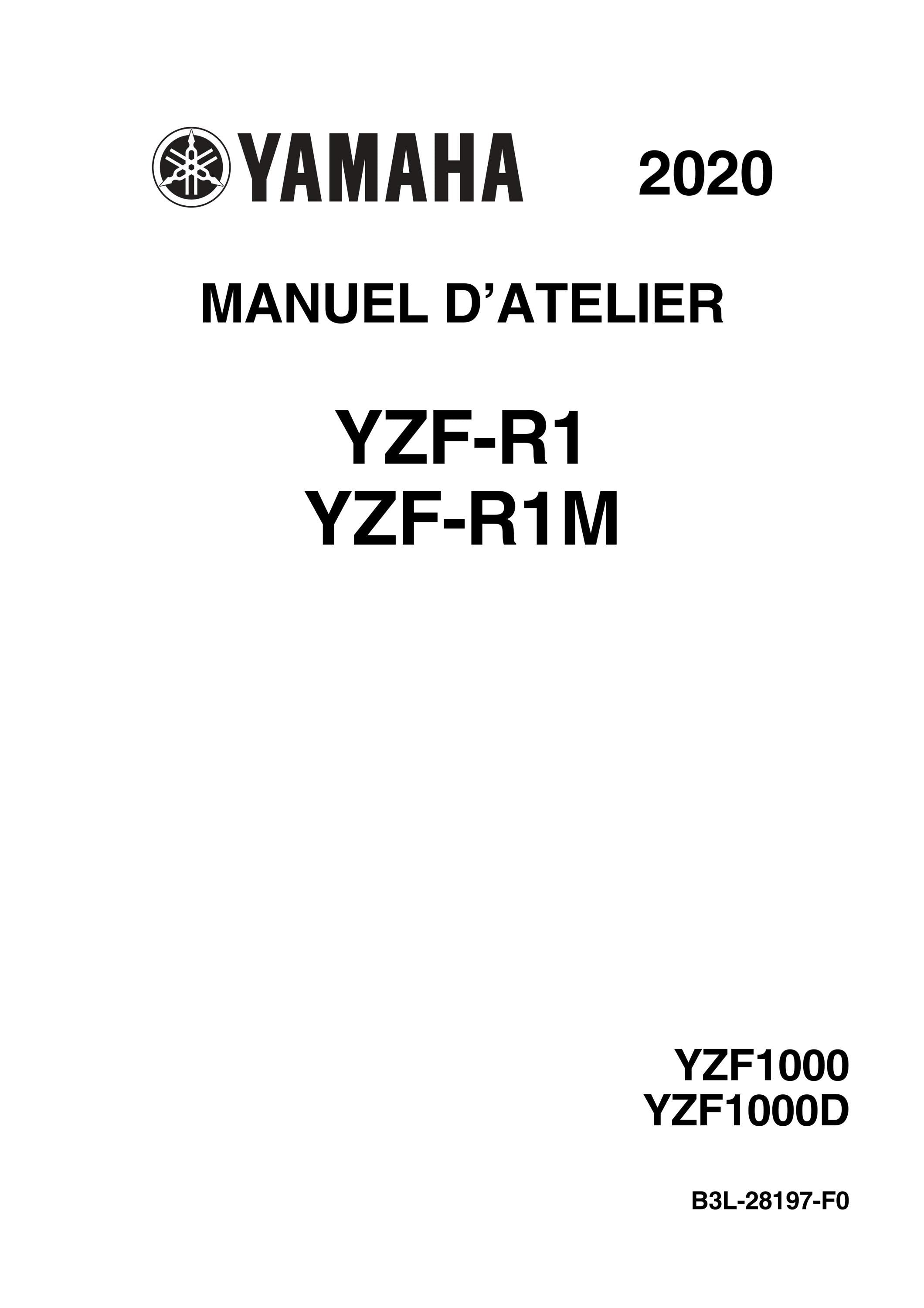 2020-2021 YAMAHA YZF-R1 / YZF-R1M Manuel D'atelier (French language)