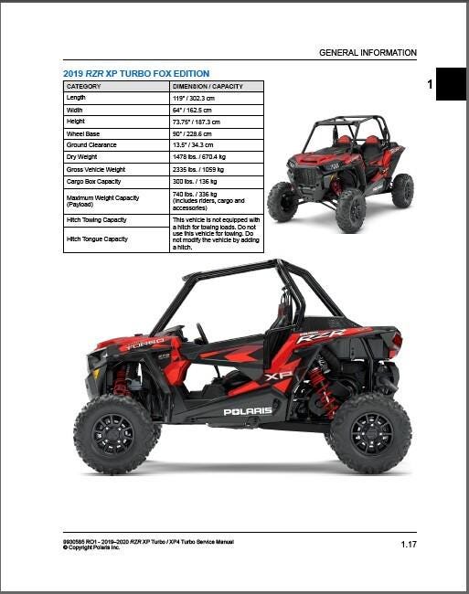 2019–2020 RZR XP Turbo / XP4 Turbo Service Repair Manual