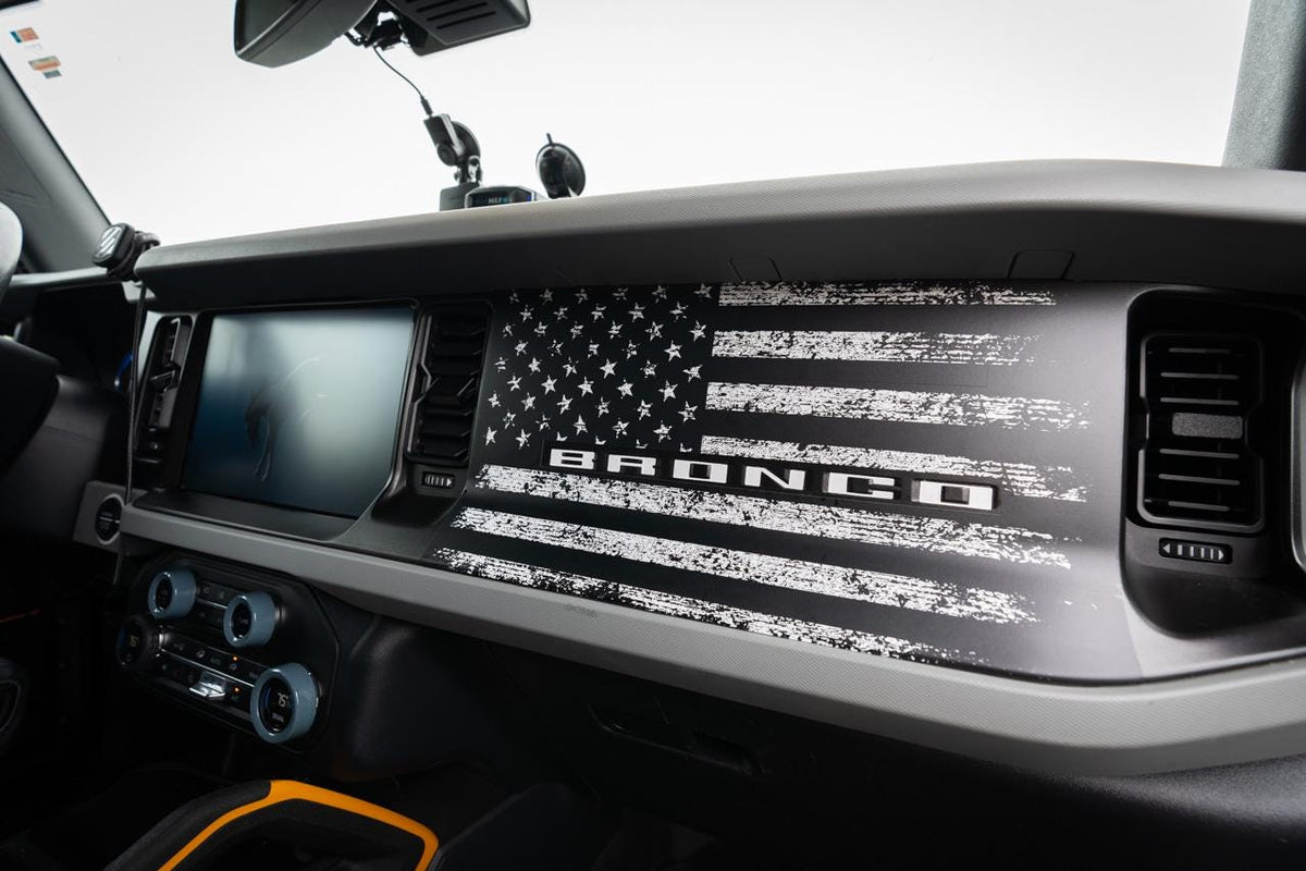 2021+ Bronco Freedom Dash Overlay - American Flag - Decals Stickers