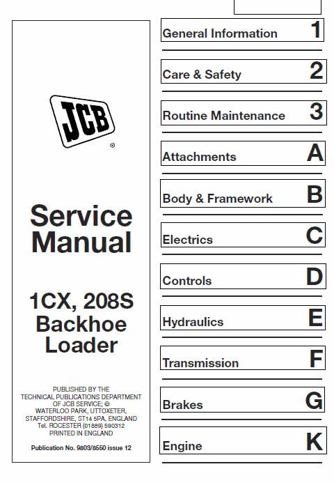 JCB 1CX, 208S Backhoe Loader Service Manual