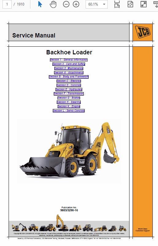 JCB 3C, 3CX, 4CX Backhoe Loader Service Repair Manual