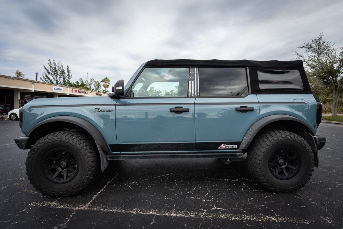 2021+ Bronco Topographic Design Front Window Triangle Overlays - 4 Door 2022 2023 2024 2025 2026