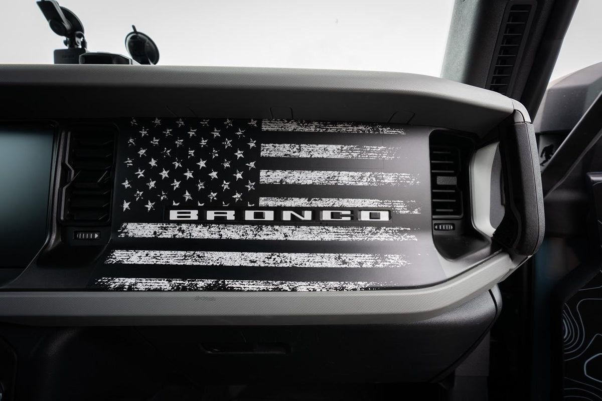 2021+ Bronco Freedom Dash Overlay - American Flag - Decals Stickers