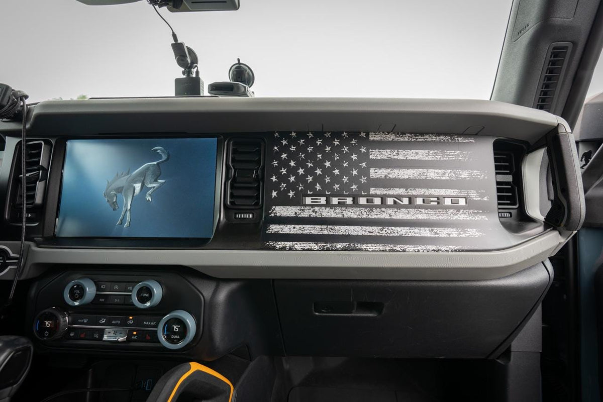 2021+ Bronco Freedom Dash Overlay - American Flag - Decals Stickers