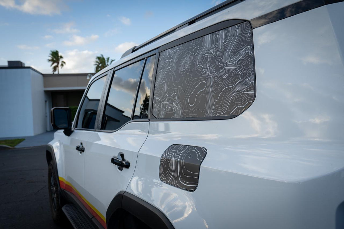2024 Toyota Land Cruiser Topographic Rear Window Overlay Decals Vinyl Graphics