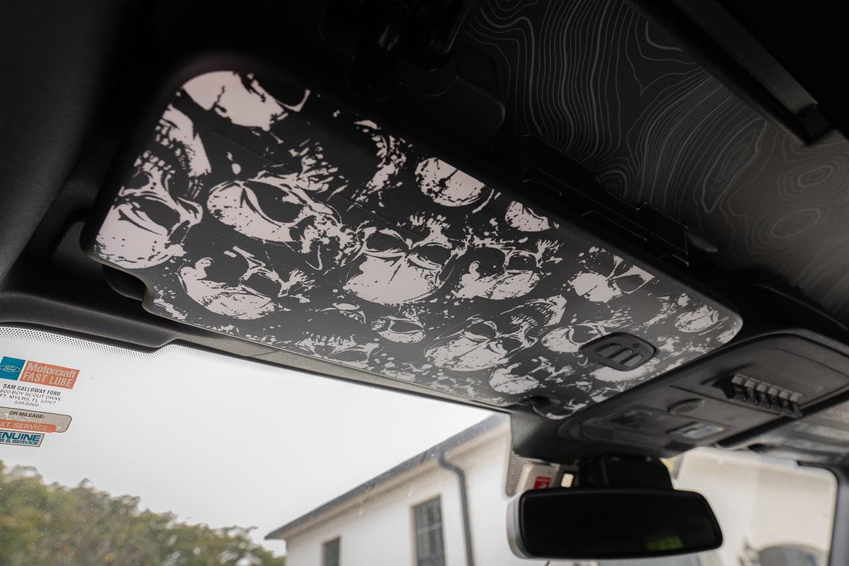 Bronco Skulls Sun Visor Decals: Airbag Label Cover - 2021+ Ford