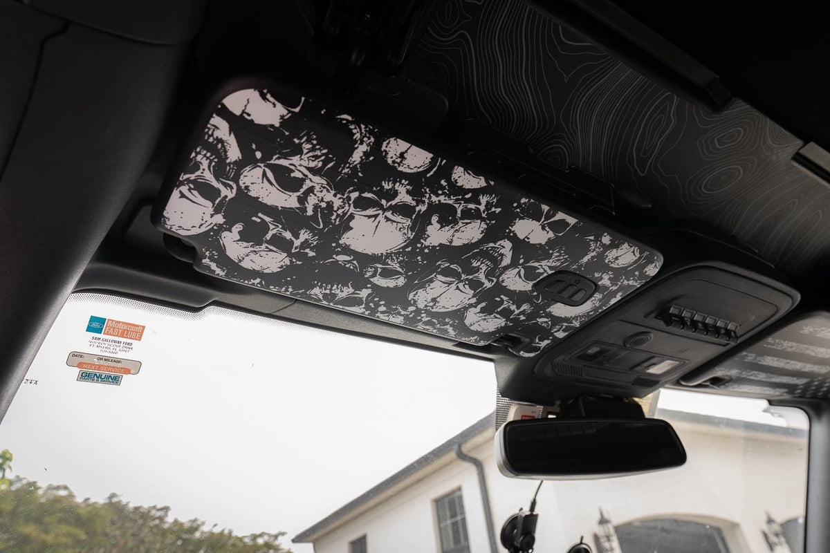 Bronco Skulls Sun Visor Decals: Airbag Label Cover - 2021+ Ford