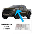 2024 Ranger Underhood Fuse Labels for Ford 2025