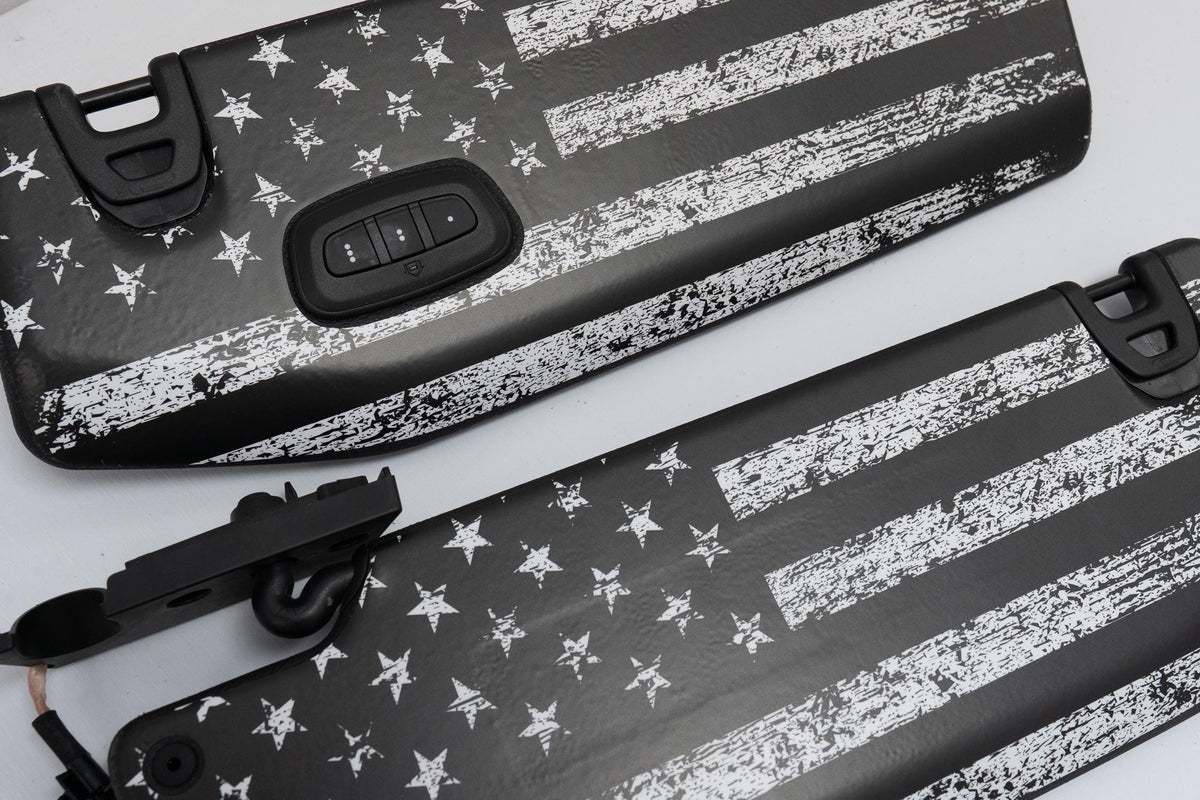For Jeep Wrangler JL / Gladiator JT American Flag Sun Visor Overlay 2018 2019 2020 2021 2022 2023 2024 2025 2026
