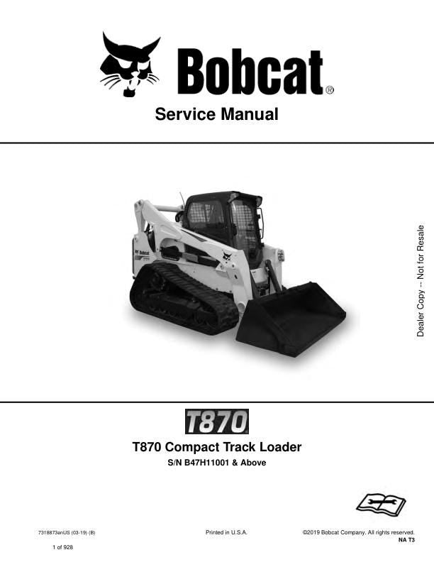 Bobcat Bobcat T870 Compact Track Loader Workshop Repair Manual