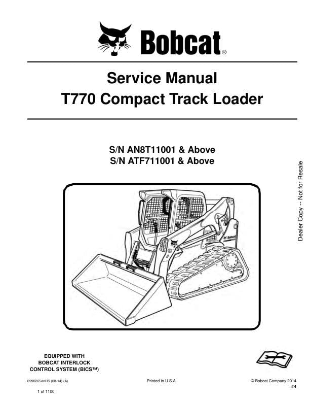 Bobcat Bobcat T770 Compact Track Loader Workshop Repair Manual