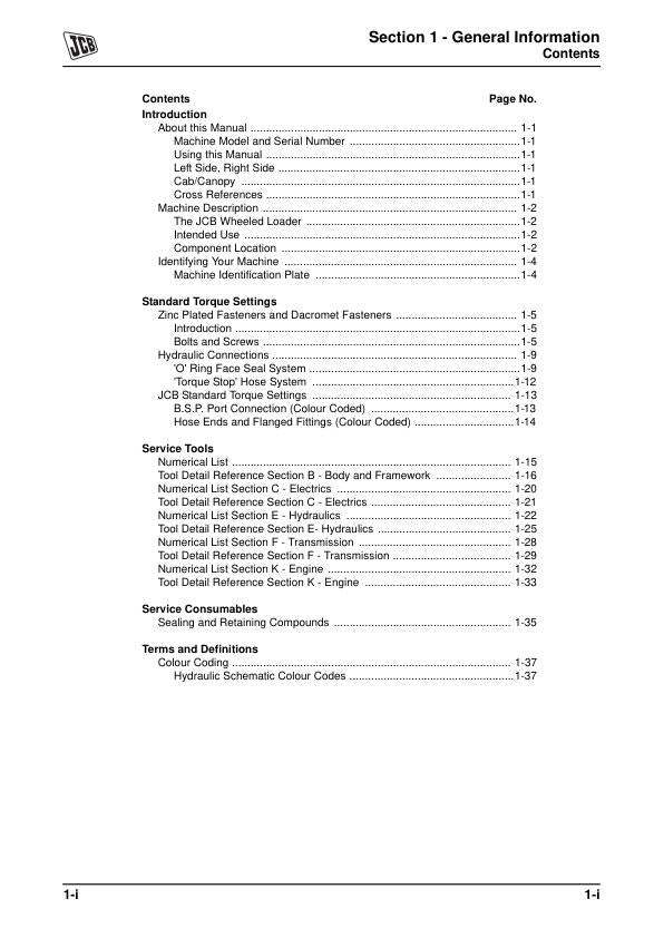 JCB 411, 416 Wheeled Loading Shovel Service Manual