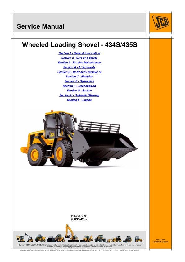 JCB 434S/435S Wheeled Loading Shovel Service Manual