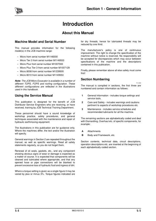 JCB Micro, Micro Plus, 8008, 8010 Service Manual