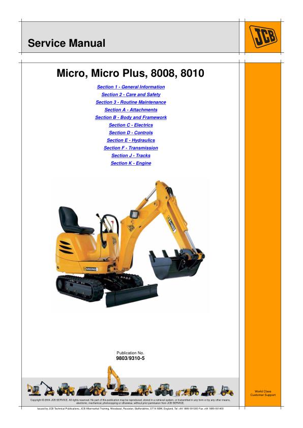 JCB Micro, Micro Plus, 8008, 8010 Service Manual