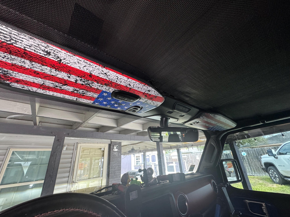 For Jeep Wrangler JL / Gladiator JT American Flag Sun Visor Overlay 2018 2019 2020 2021 2022 2023 2024 2025 2026