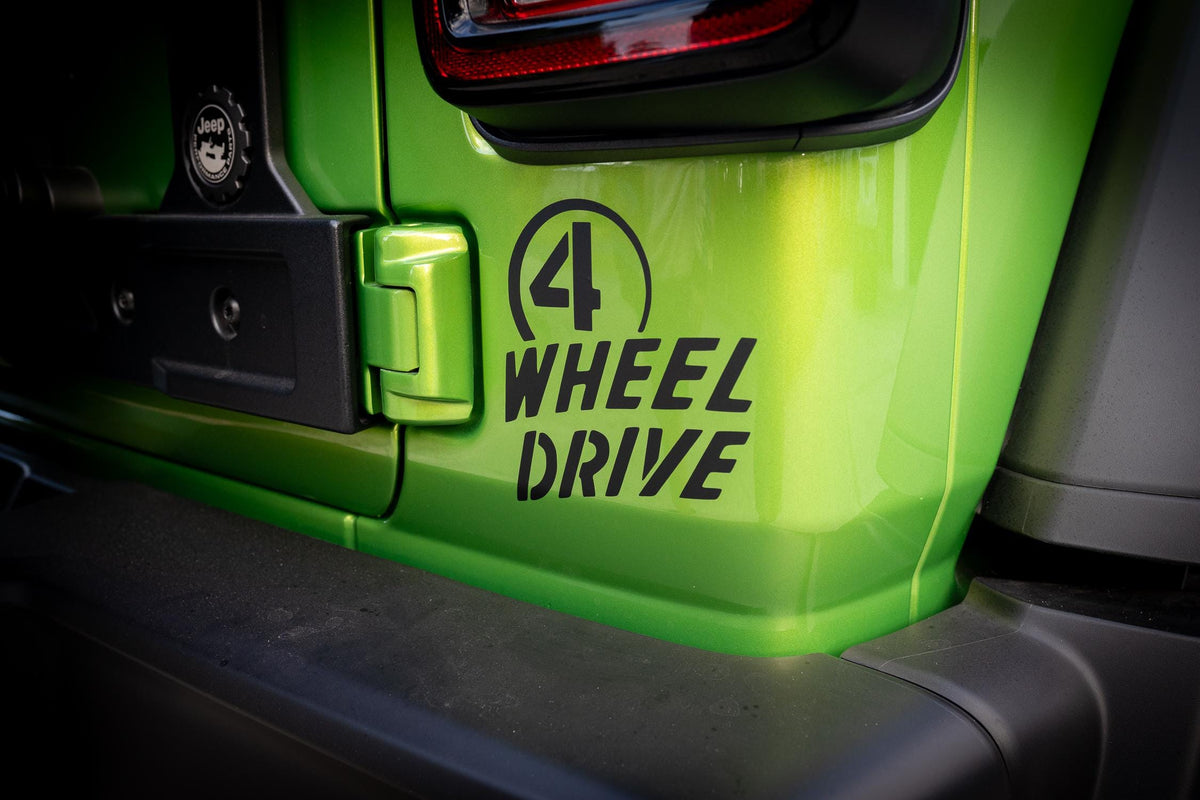 4 Wheel Drive Decal Sticker Compatible with Jeep Wrangler Willys JL 2018 2019 2020 2021 2022 2023 2024 2025 2026