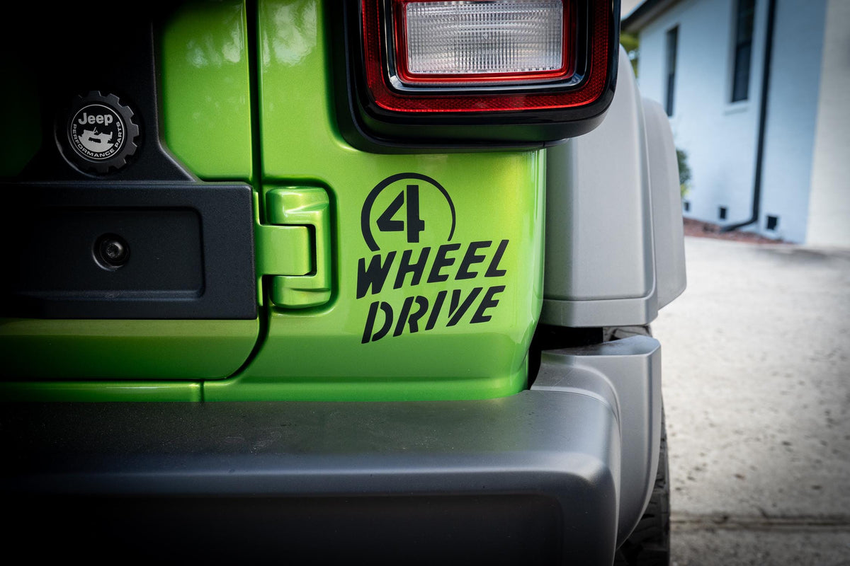 4 Wheel Drive Decal Sticker Compatible with Jeep Wrangler Willys JL 2018 2019 2020 2021 2022 2023 2024 2025 2026