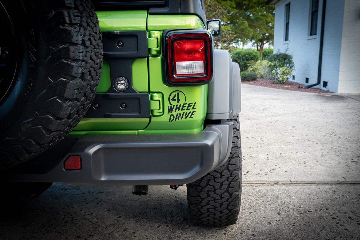 4 Wheel Drive Decal Sticker Compatible with Jeep Wrangler Willys JL 2018 2019 2020 2021 2022 2023 2024 2025 2026