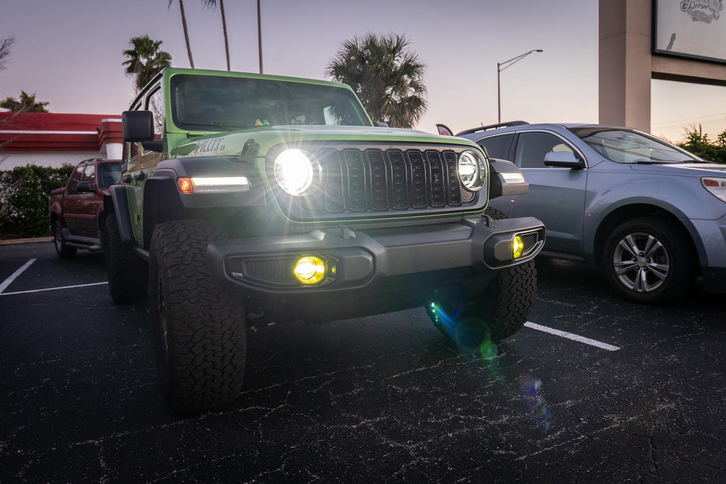 Yellow / Amber Fog Light Lenses for 2024 Jeep Wrangler JL Gladiator JT Plastic Bumpers