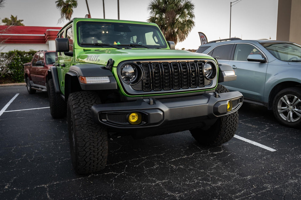 Yellow / Amber Fog Light Lenses for 2024 Jeep Wrangler JL Gladiator JT Plastic Bumpers