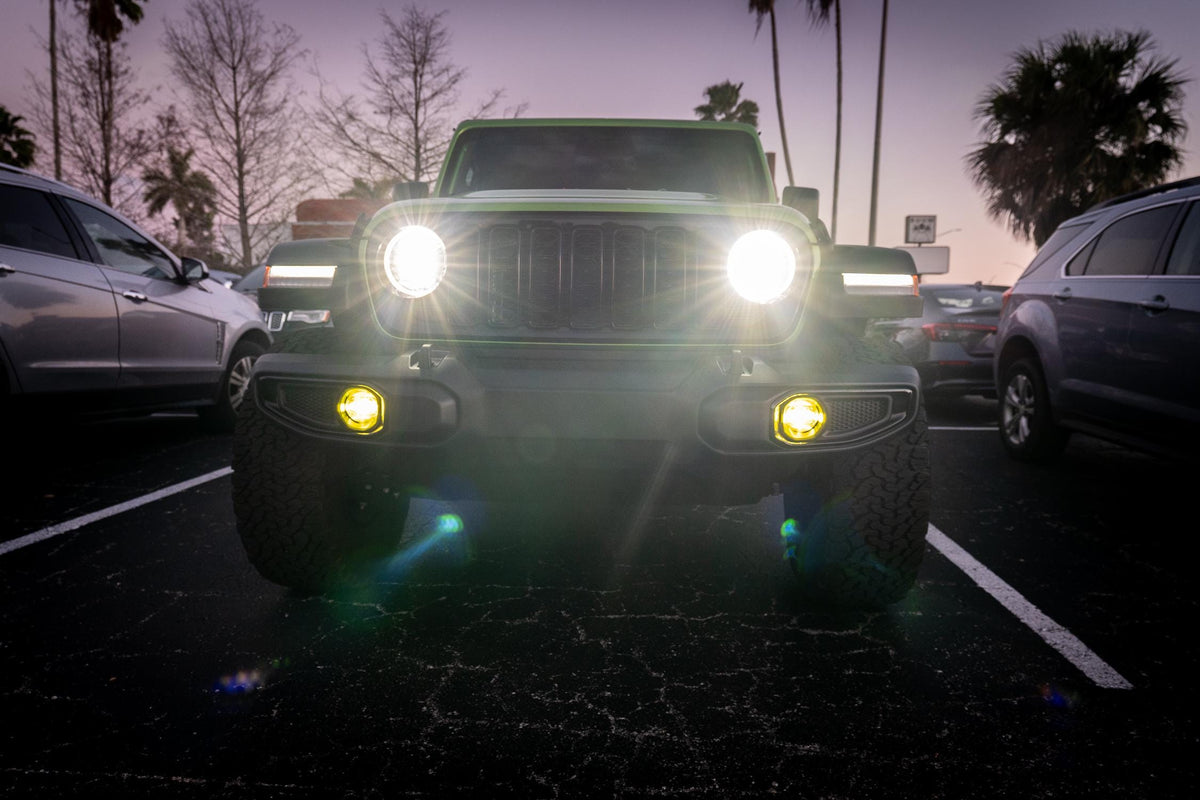 Yellow / Amber Fog Light Lenses for 2024 Jeep Wrangler JL Gladiator JT Plastic Bumpers
