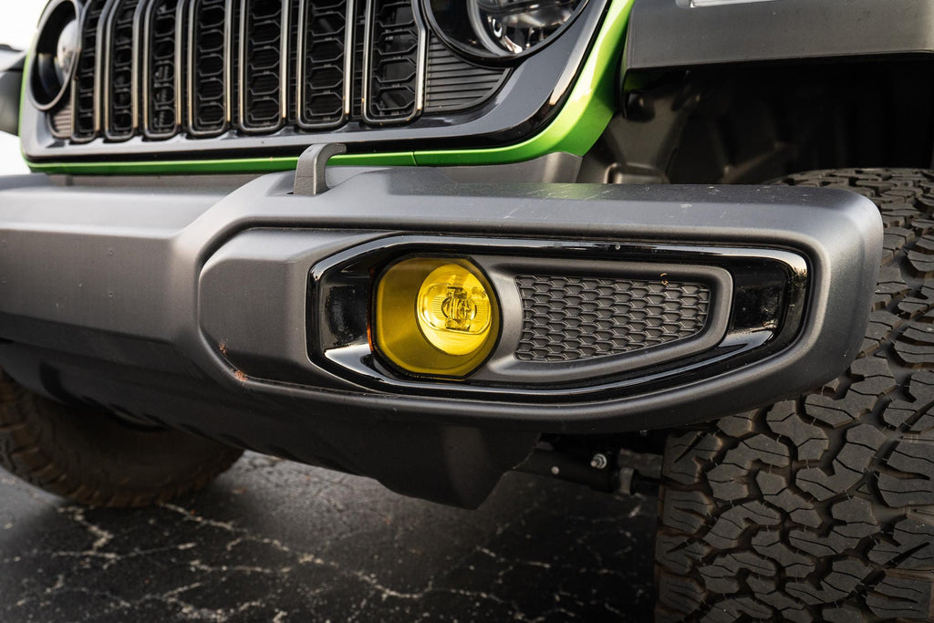 Yellow / Amber Fog Light Lenses for 2024 Jeep Wrangler JL Gladiator JT Plastic Bumpers
