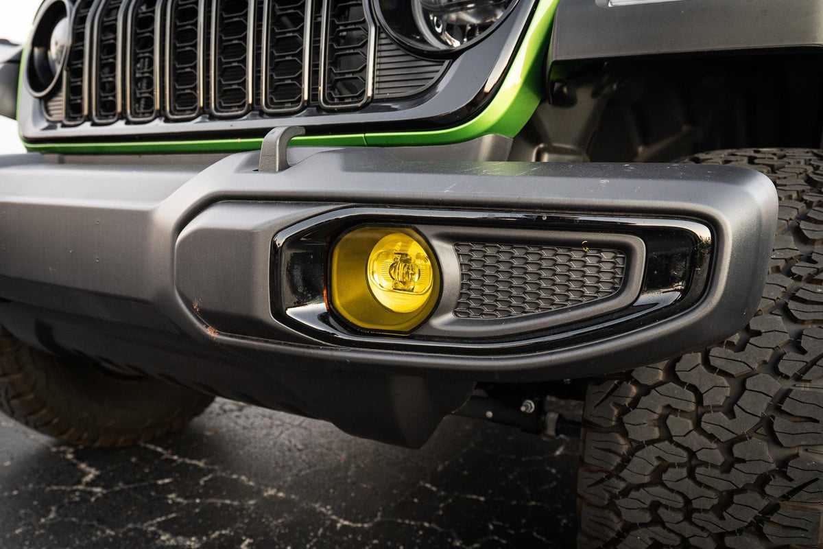 Yellow / Amber Fog Light Lenses for 2024 Jeep Wrangler JL Gladiator JT Plastic Bumpers