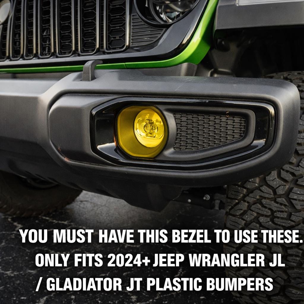Yellow / Amber Fog Light Lenses for 2024 Jeep Wrangler JL Gladiator JT Plastic Bumpers