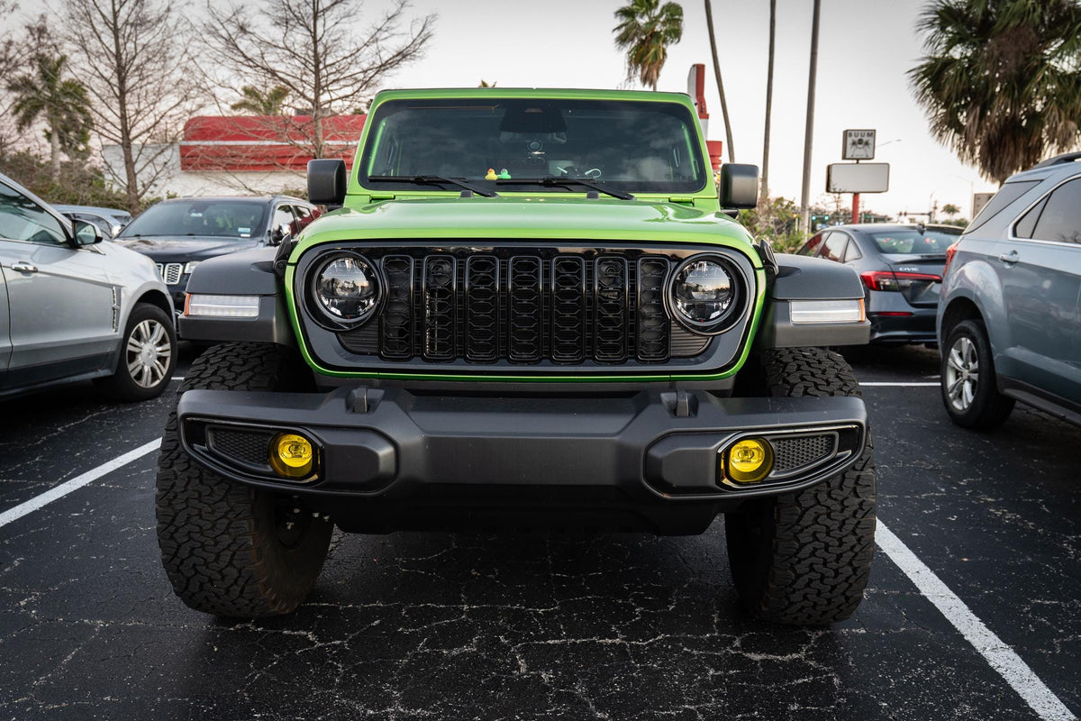Yellow / Amber Fog Light Lenses for 2024 Jeep Wrangler JL Gladiator JT Plastic Bumpers