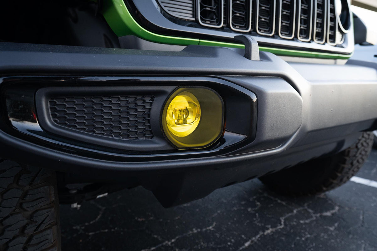 Yellow / Amber Fog Light Lenses for 2024 Jeep Wrangler JL Gladiator JT Plastic Bumpers